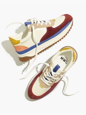Madewell Women’s Kickoff Trainer Sneakers in Colorblock Leather and Suede - 9.5
